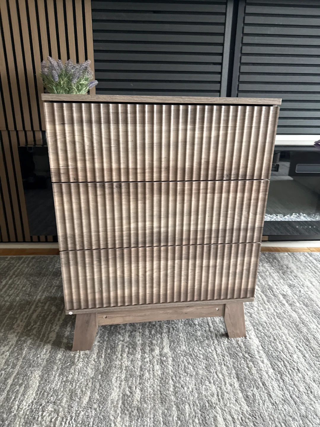 Oak Grey 3-Drawer Nightstand with Power Outlet