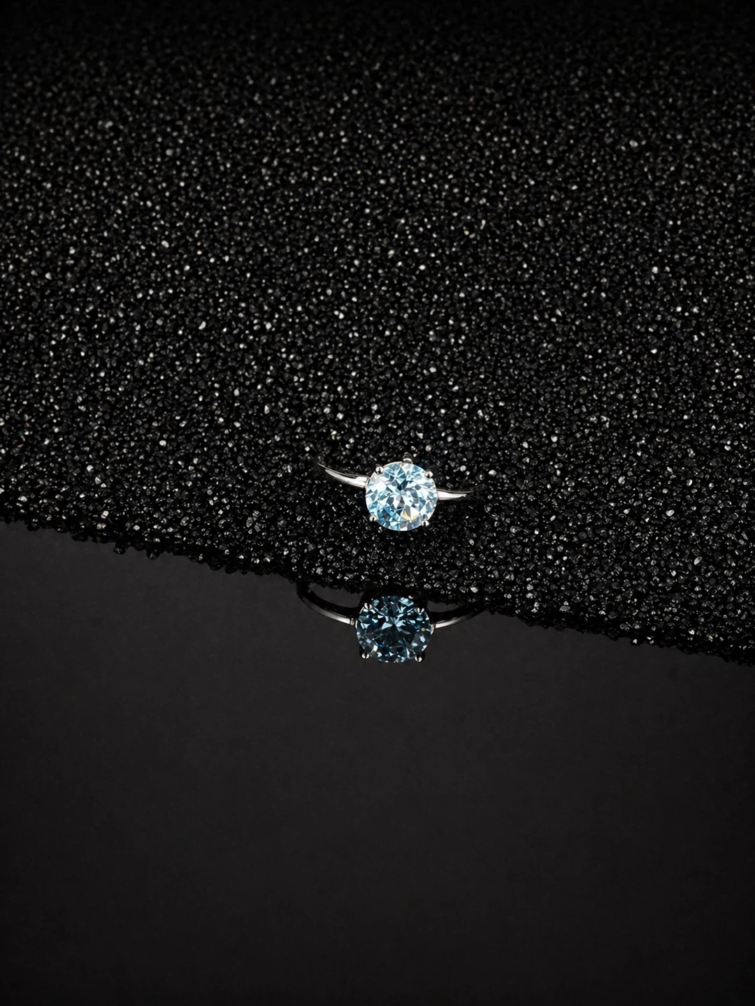 Round Sky Bly Blue Topaz Gemstone Ring
