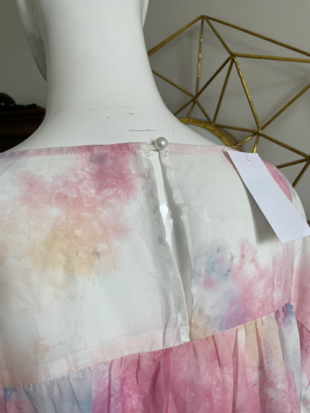 Tiered Tie-Dye Mini Dress with Ruffle Sleeves - photo 2