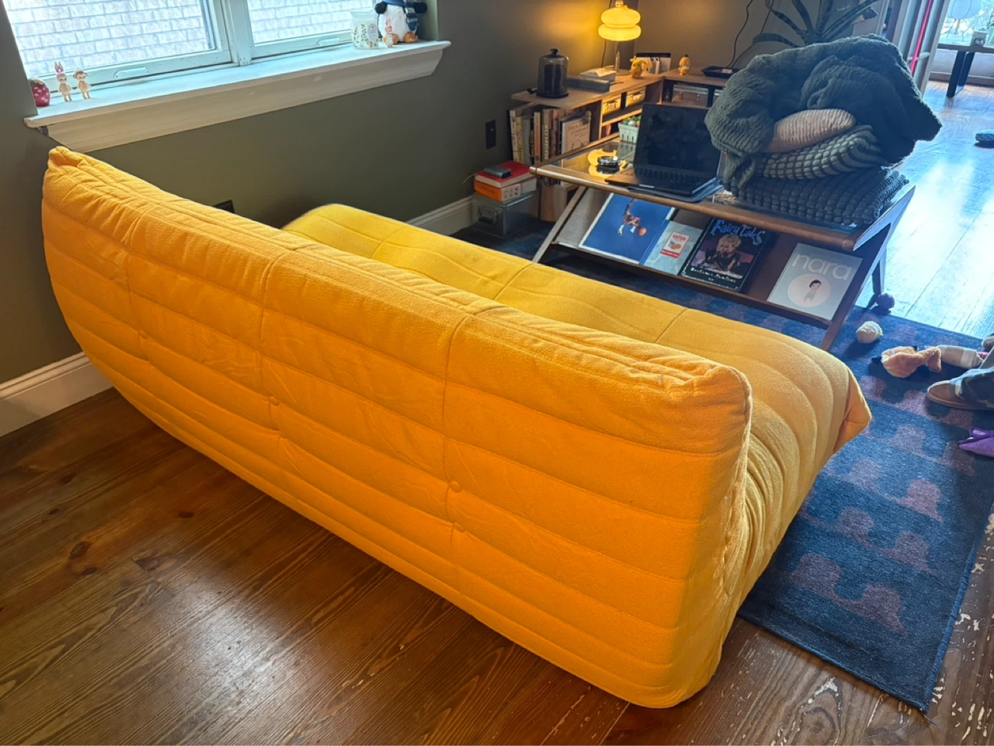 Yellow Tufted Couch - photo 4