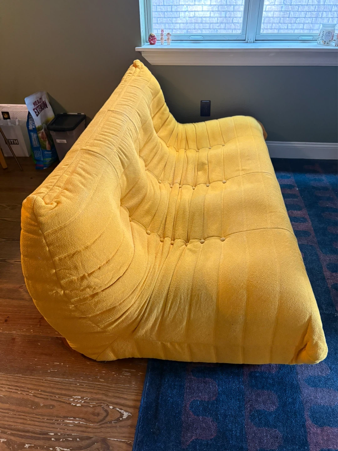 Yellow Tufted Couch - photo 2