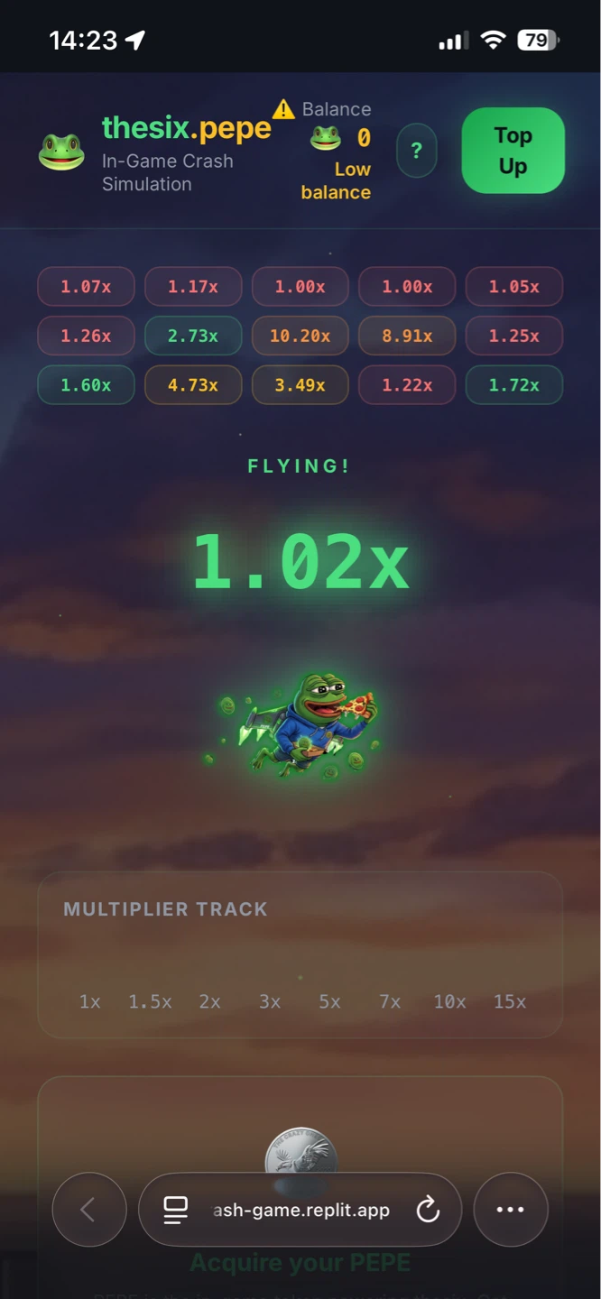 Simulated Pepe Crash Game App for Advertising - photo 2