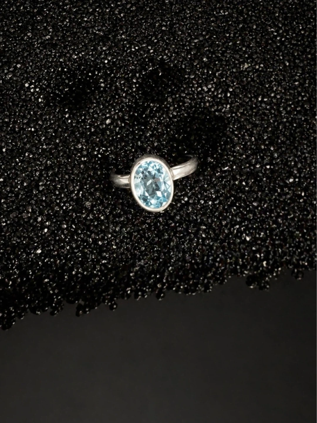 Silver Oval Sky Blue Topaz Gemstone Ring
