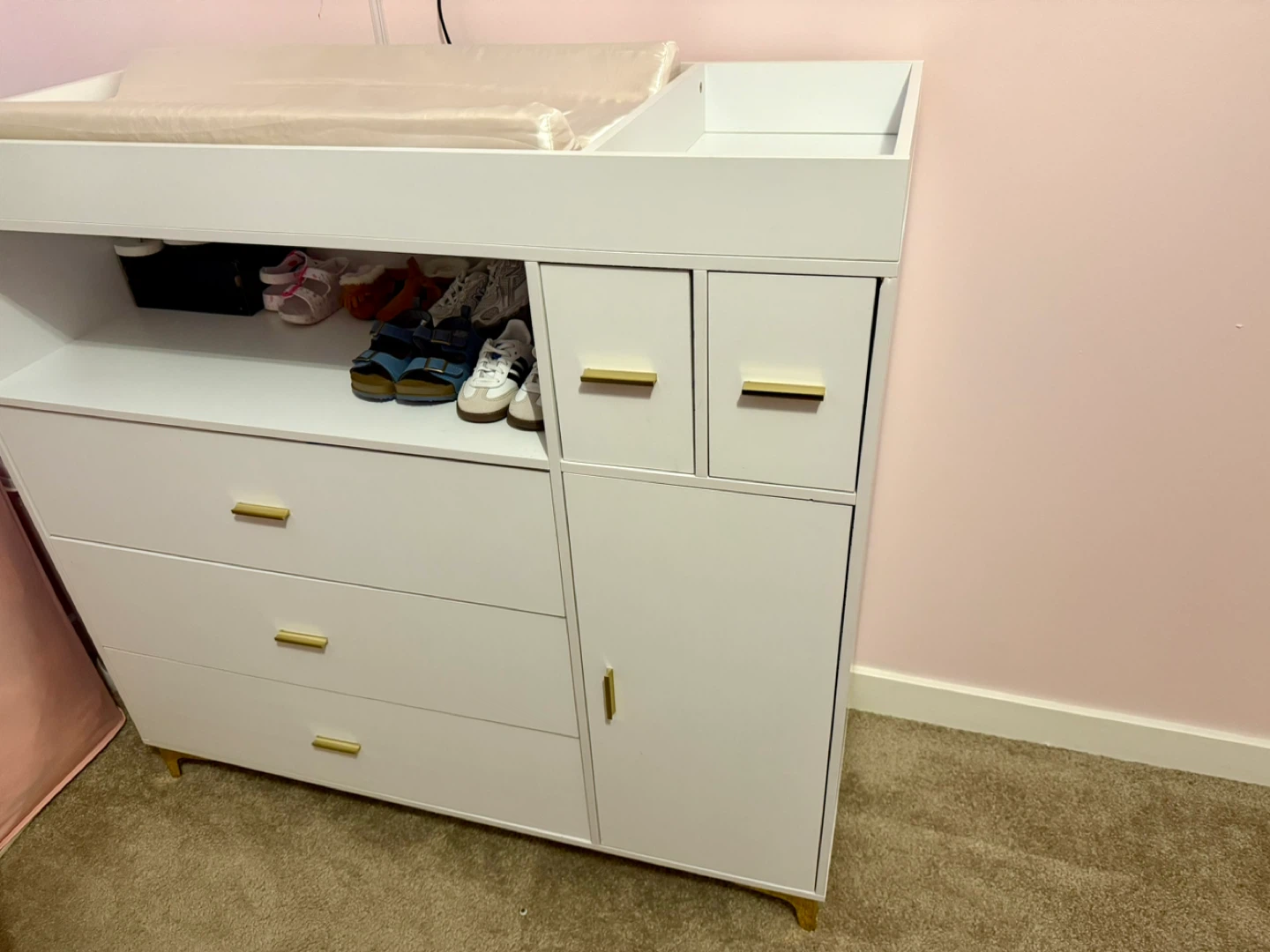 White Changing Table with Storage - photo 4