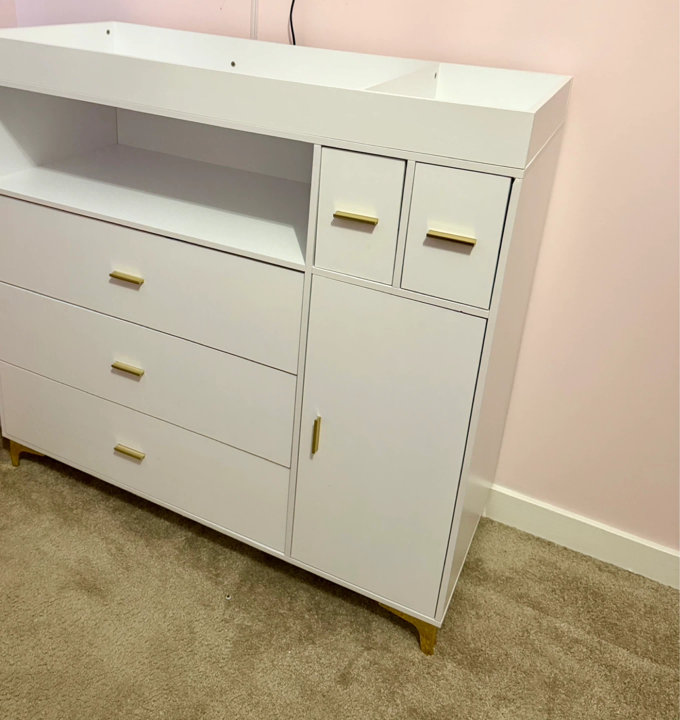 White Changing Table with Storage - photo 2