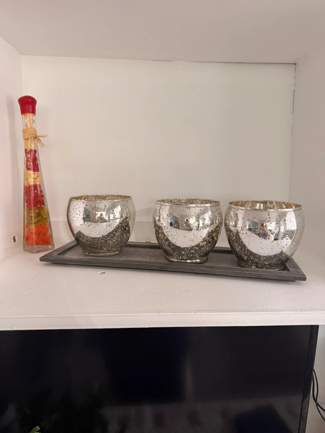Set of 3 Mercury Glass Candle Holders