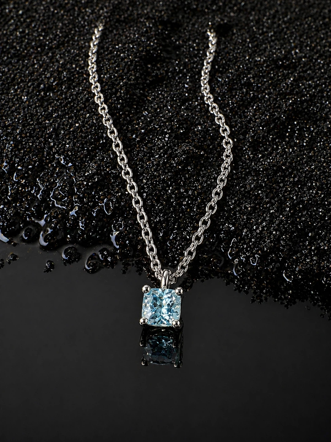 Silver Pendant with Sky Blue Topaz