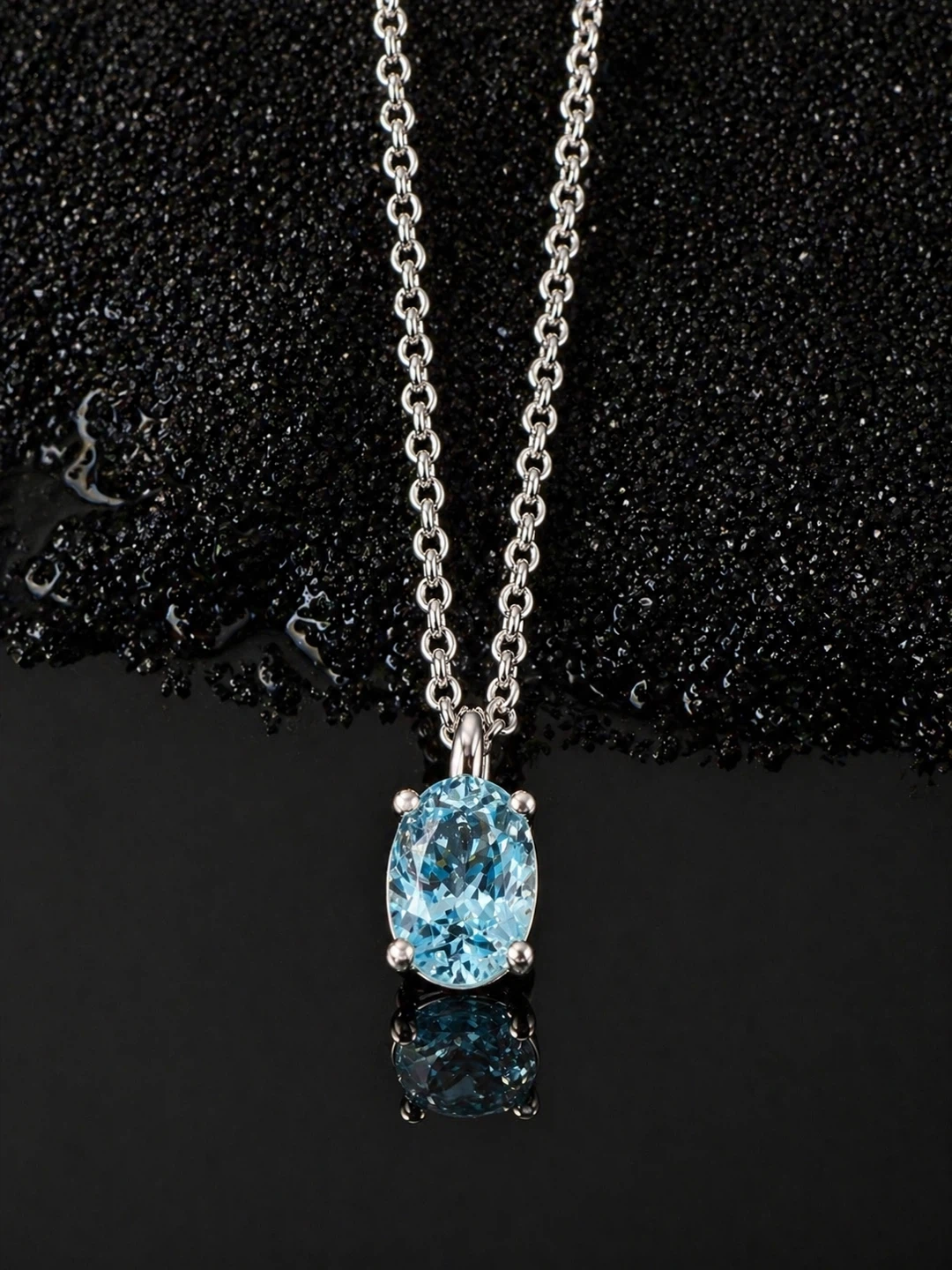 Silver Pendant with Sky Blue Topaz