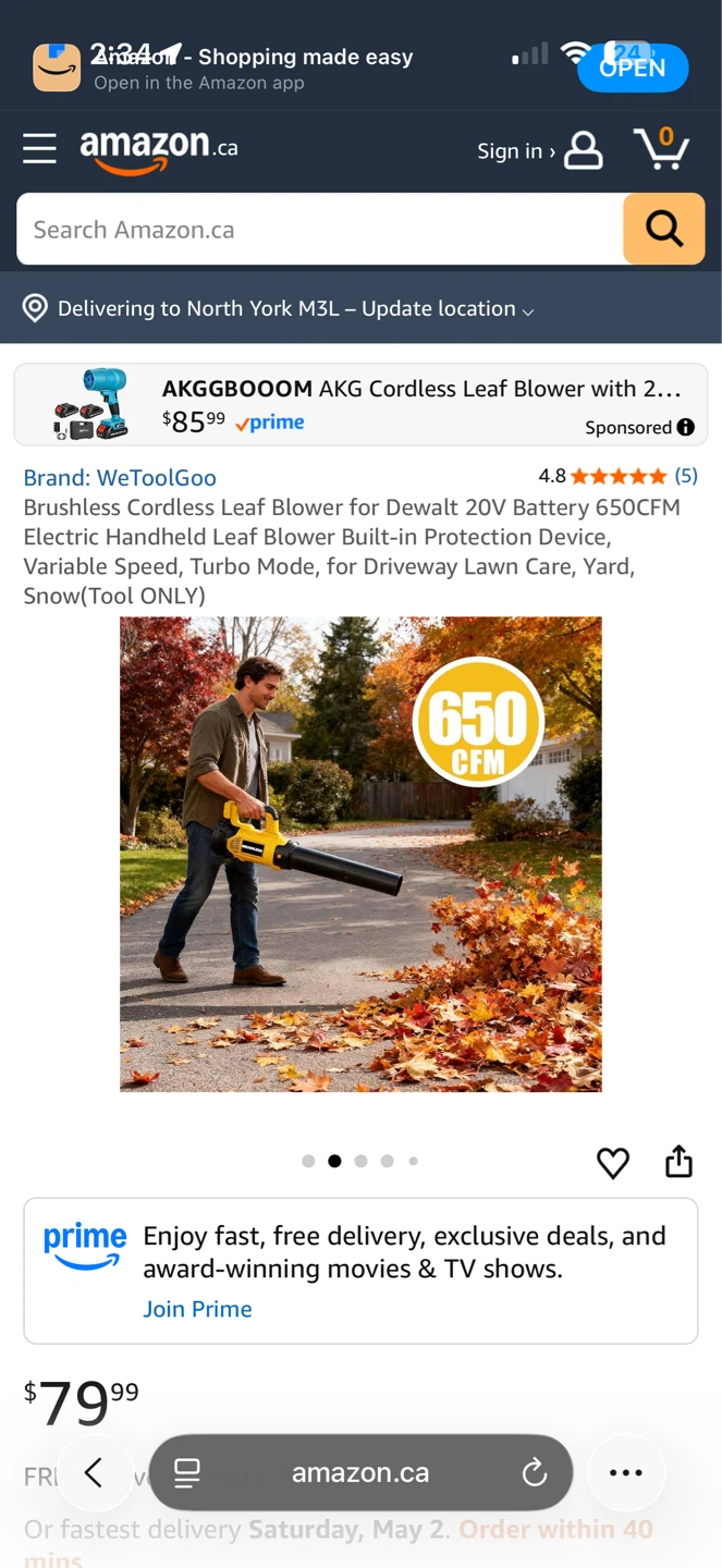 AKGGBOOOM AKG Cordless Leaf Blower - 650CFM