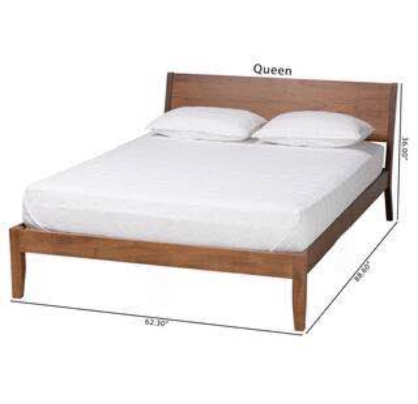 New Queen Size Mid Century Modern Wood Platform Bed - photo 2