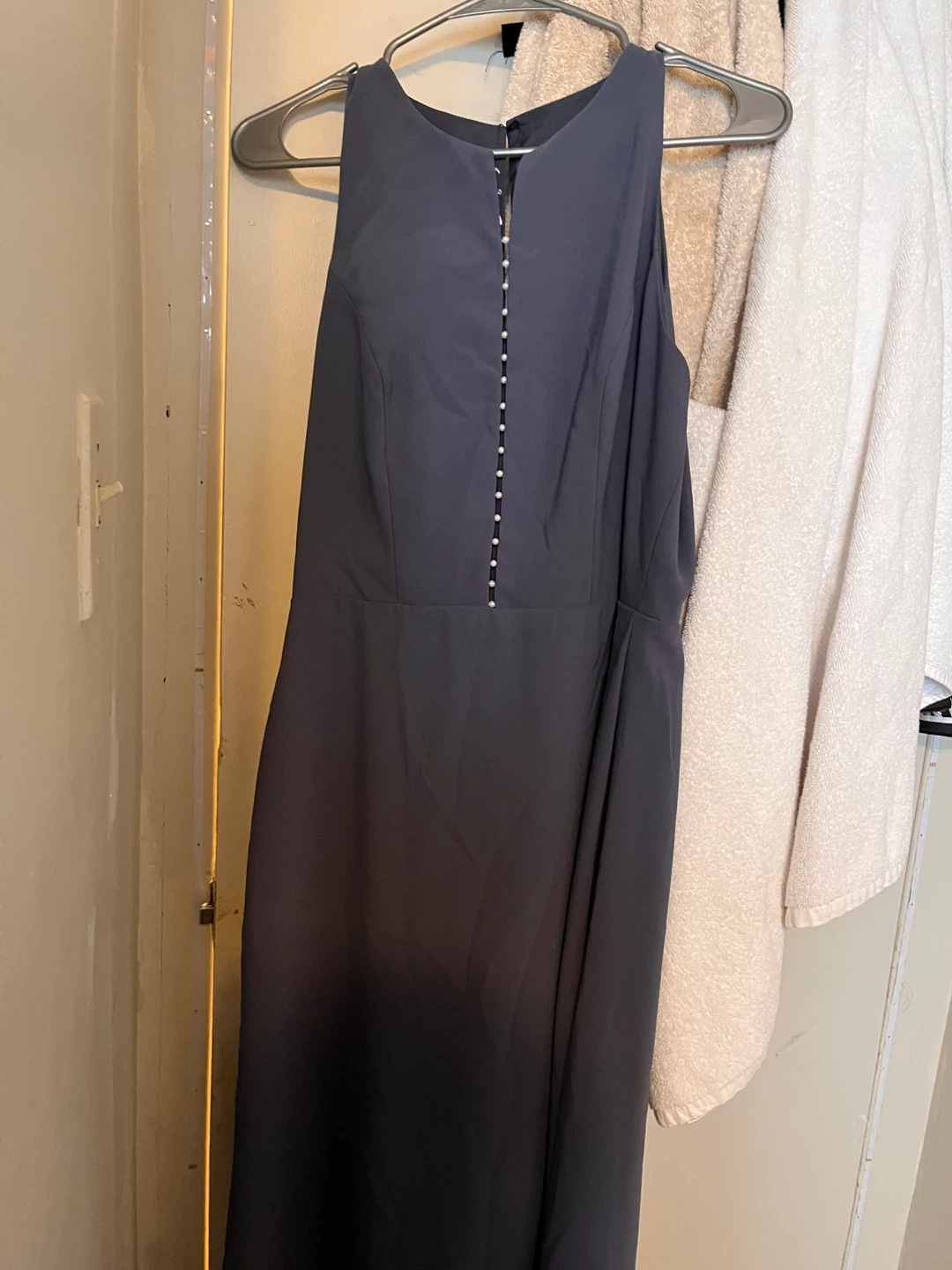 Sleeveless Dark Grey Dress with Button Detail - photo 2