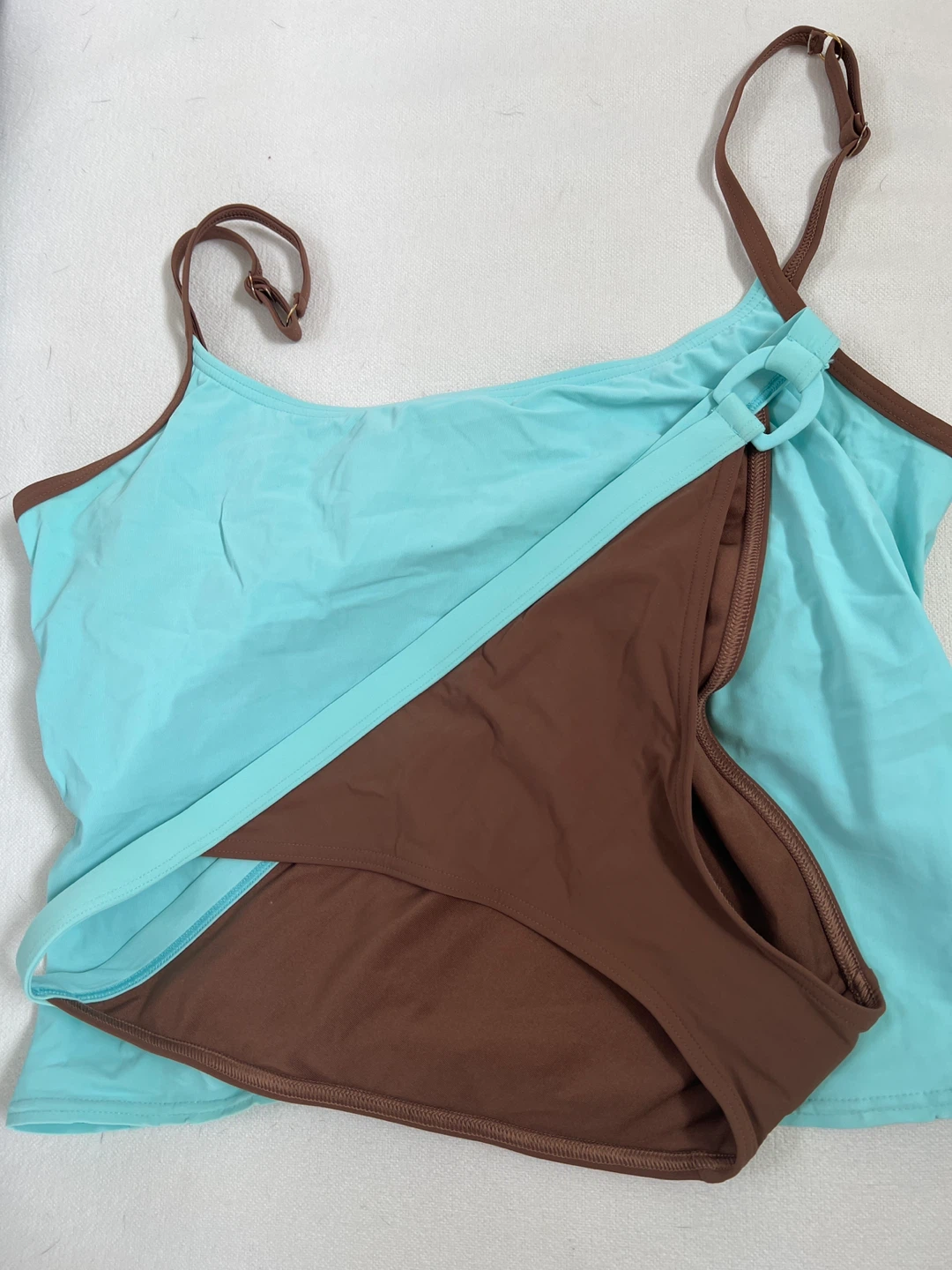 Victoria's Secret Tankini Swimsuit Set - Blue & Brown - Size L