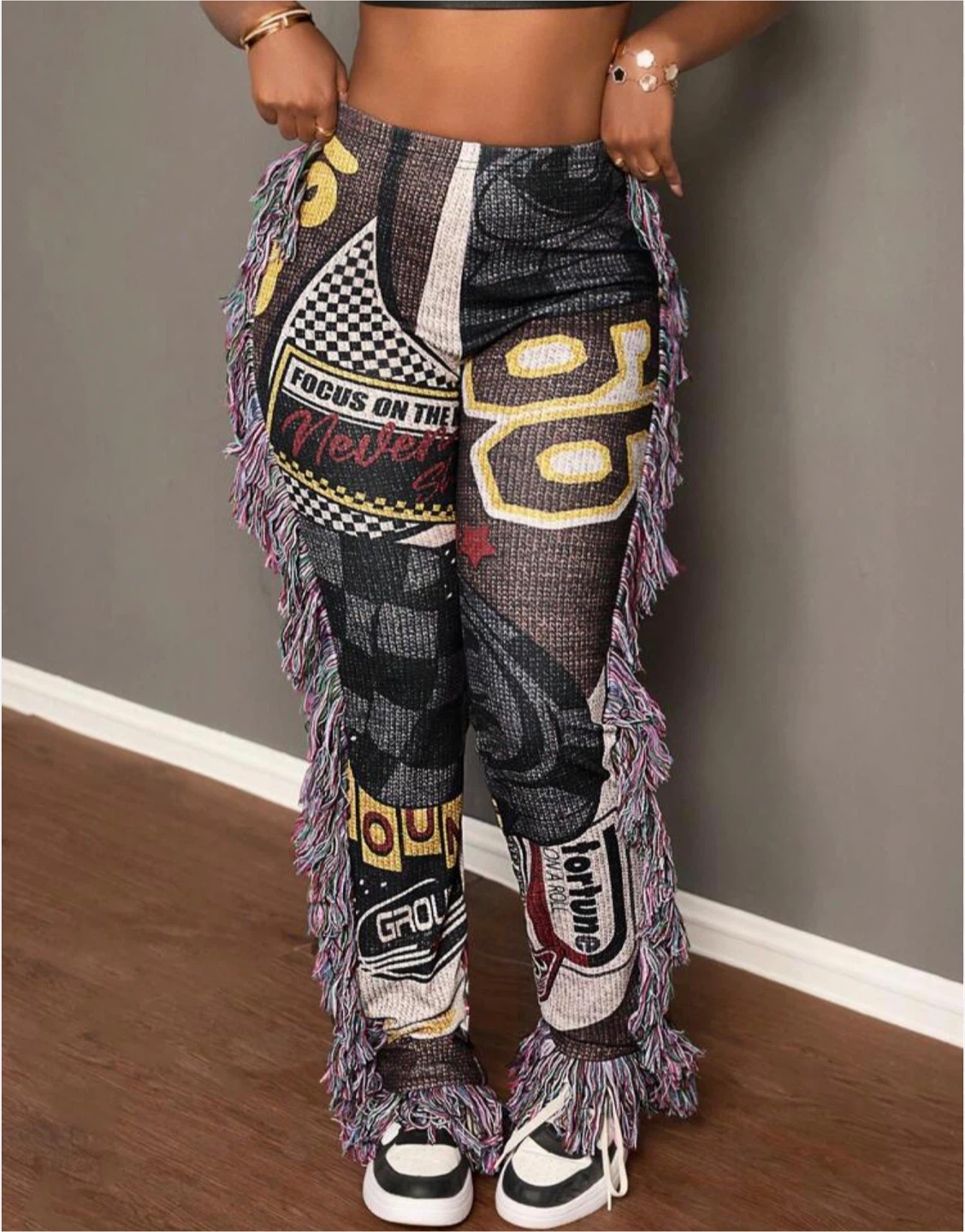 Patchwork Fringed Pants