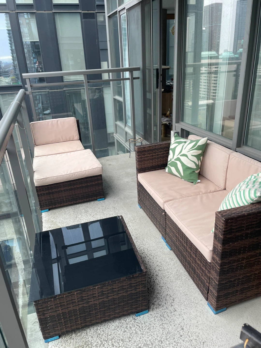 5-Piece Rattan Patio Set with Coffee Table