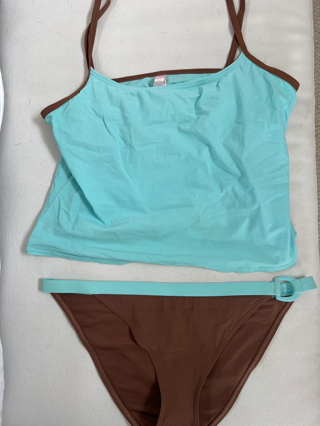 Victoria's Secret Tankini Swimsuit Set - Blue & Brown - Size L - photo 3