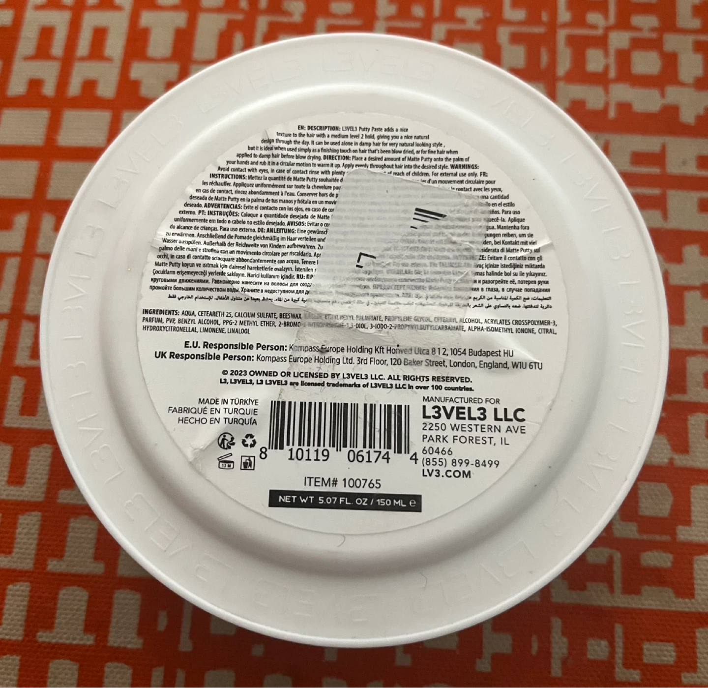 L3VEL3 Matte Putty Hair Styling Product 150 ML - photo 5