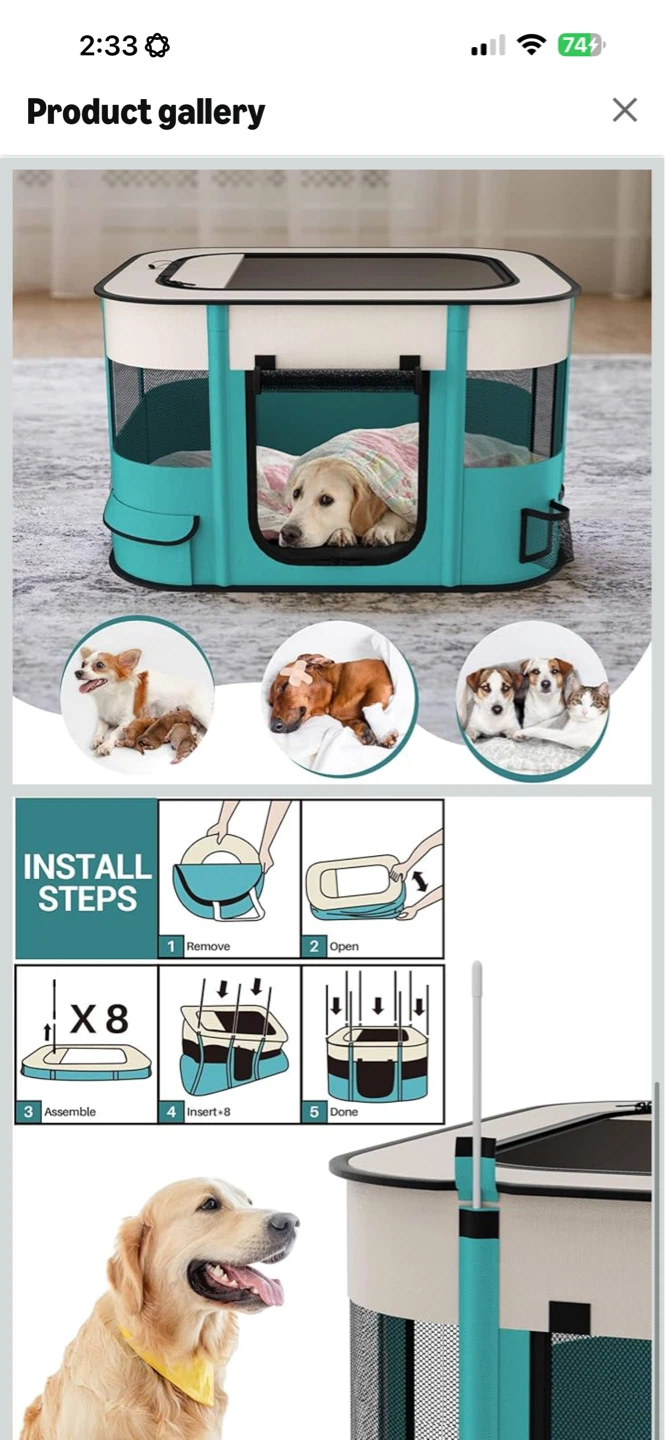Pet Play Pen - Teal/Cream - photo 2