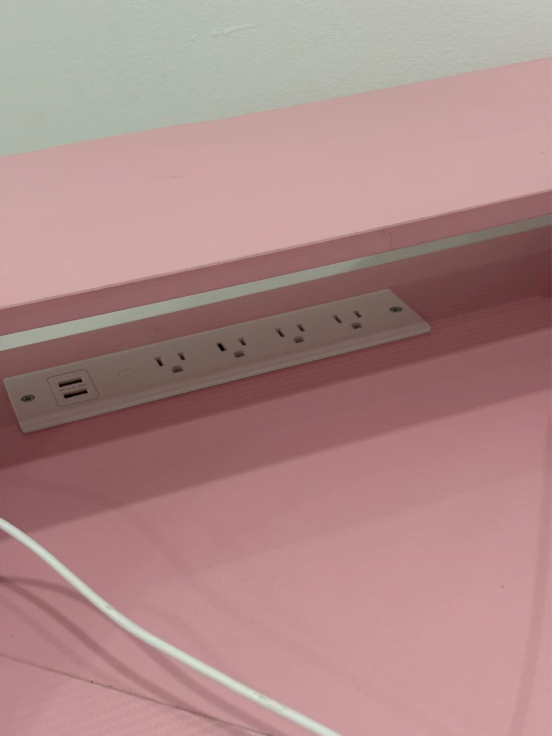 Pink L-Shaped Gaming Desk with Built-in Power Strip - photo 3