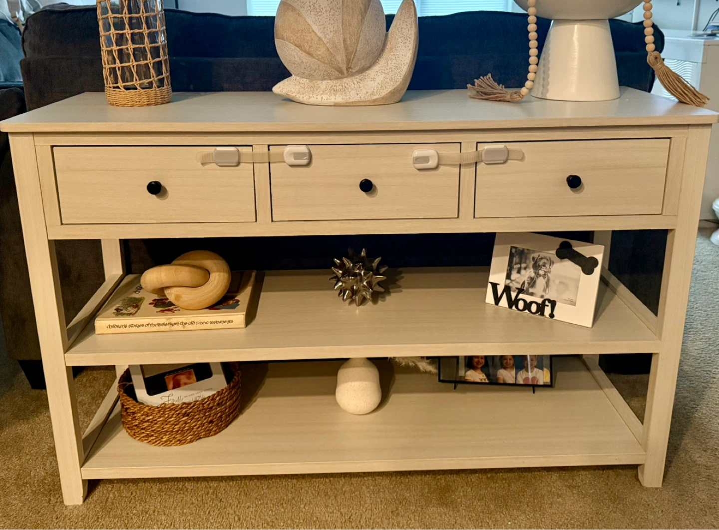 Console Table with 3 Drawers and Shelves