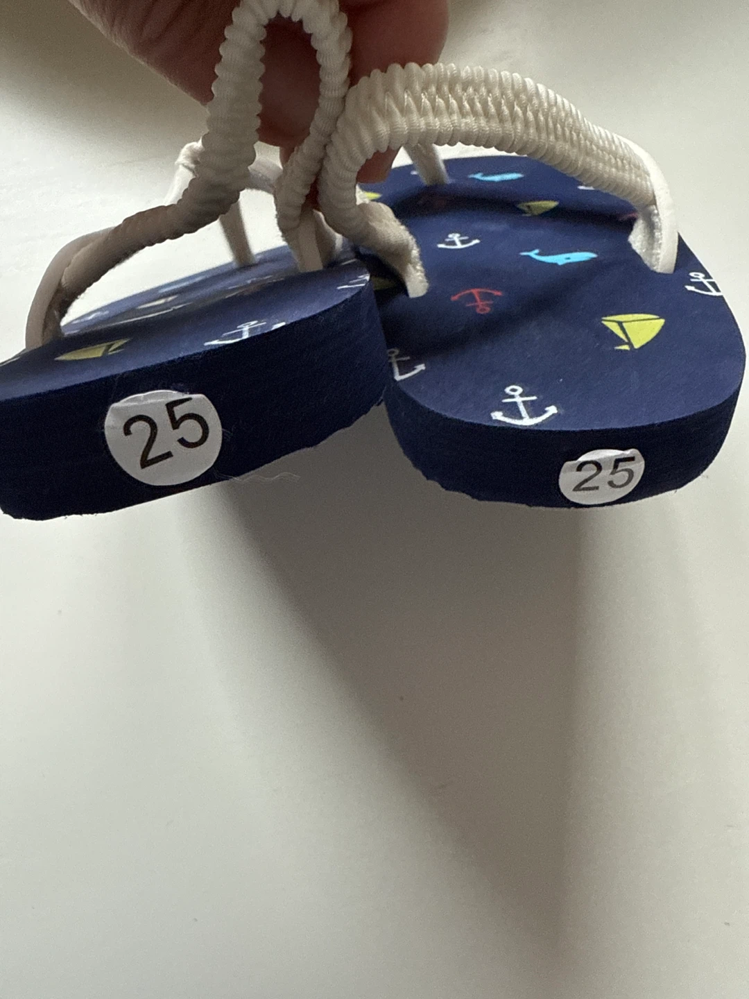 Navy Flip Flops with Nautical Print - Size 25 🌱 - photo 2