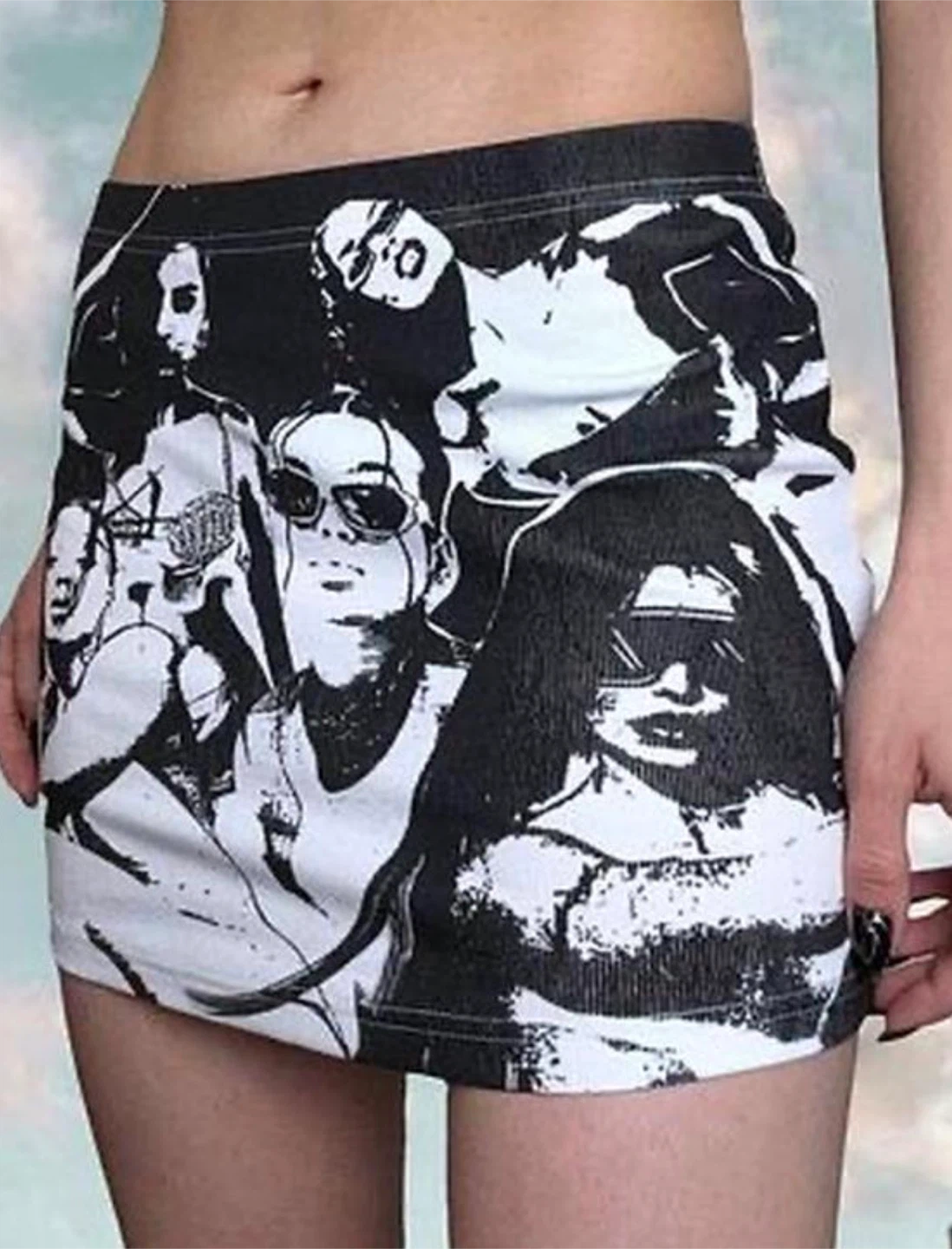 Black & White Graphic Mini Skirt