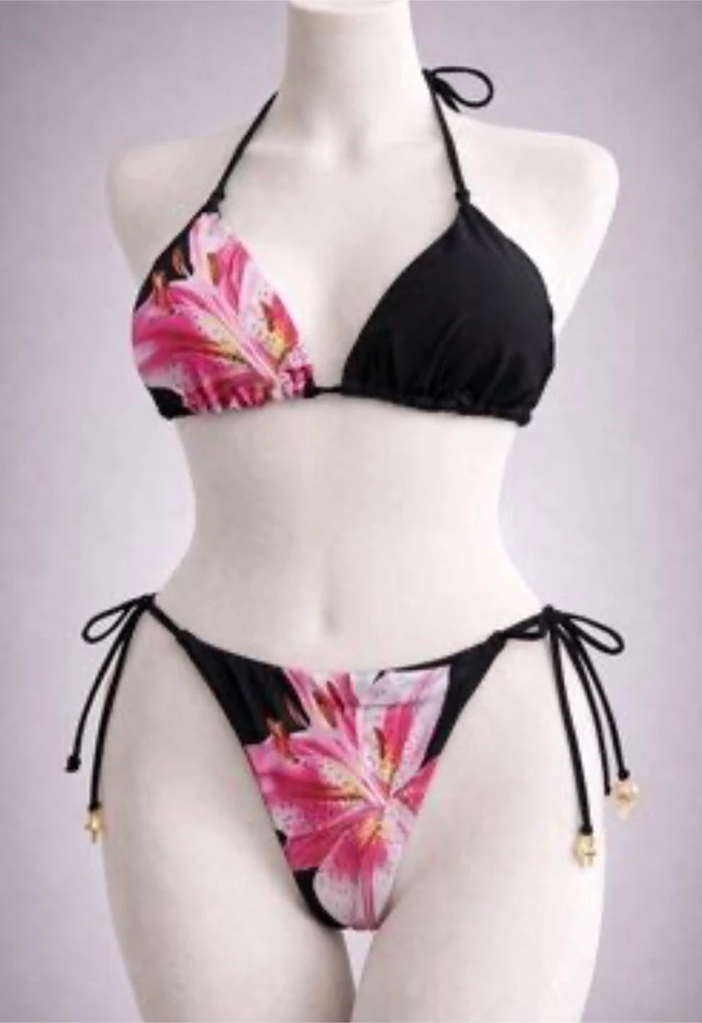 SHEIN Black Floral Bikini & Sarong Set - Size Medium - photo 2