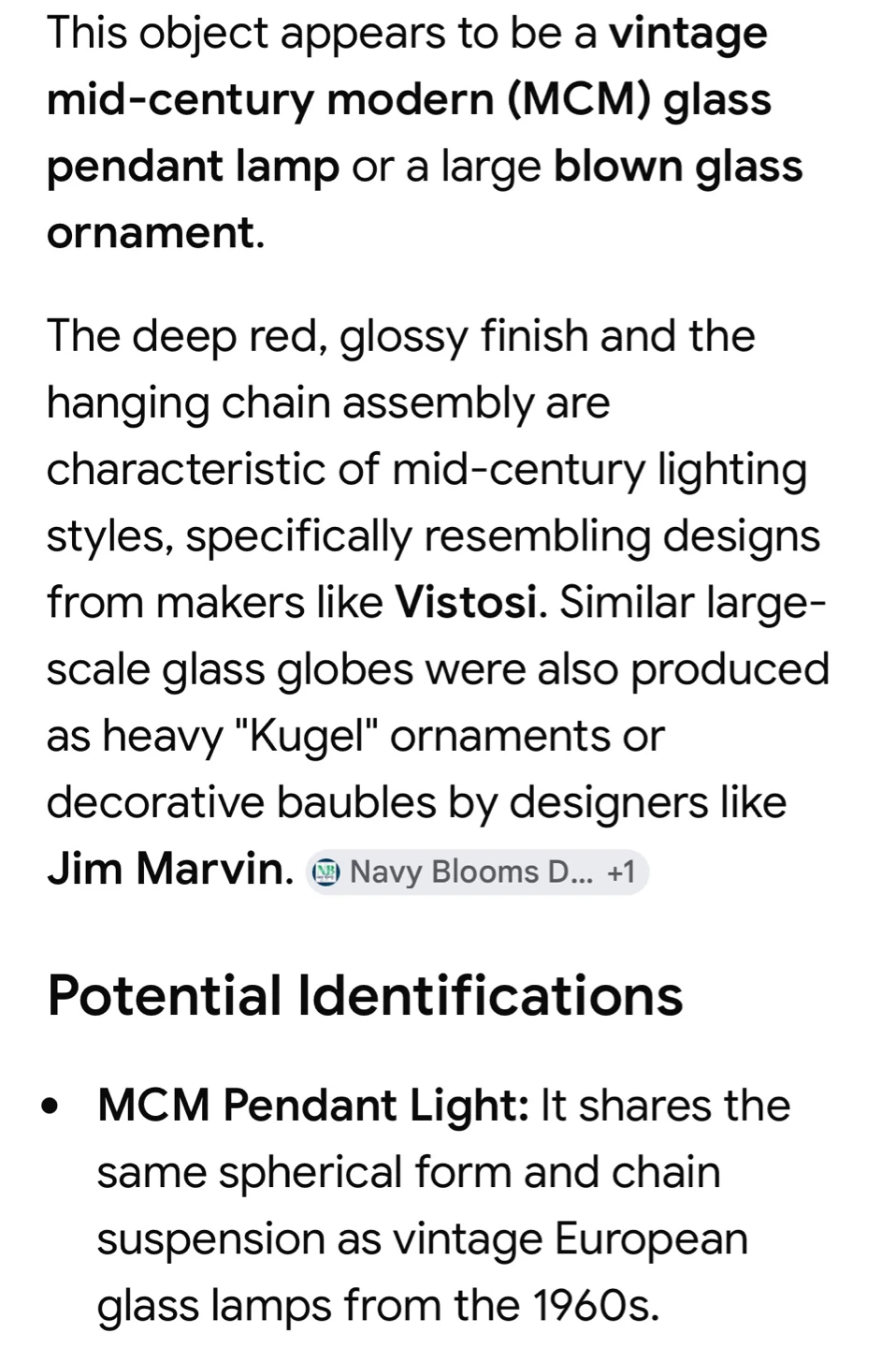 Vintage Red Glass Globe Pendant Light MCM Style - photo 3