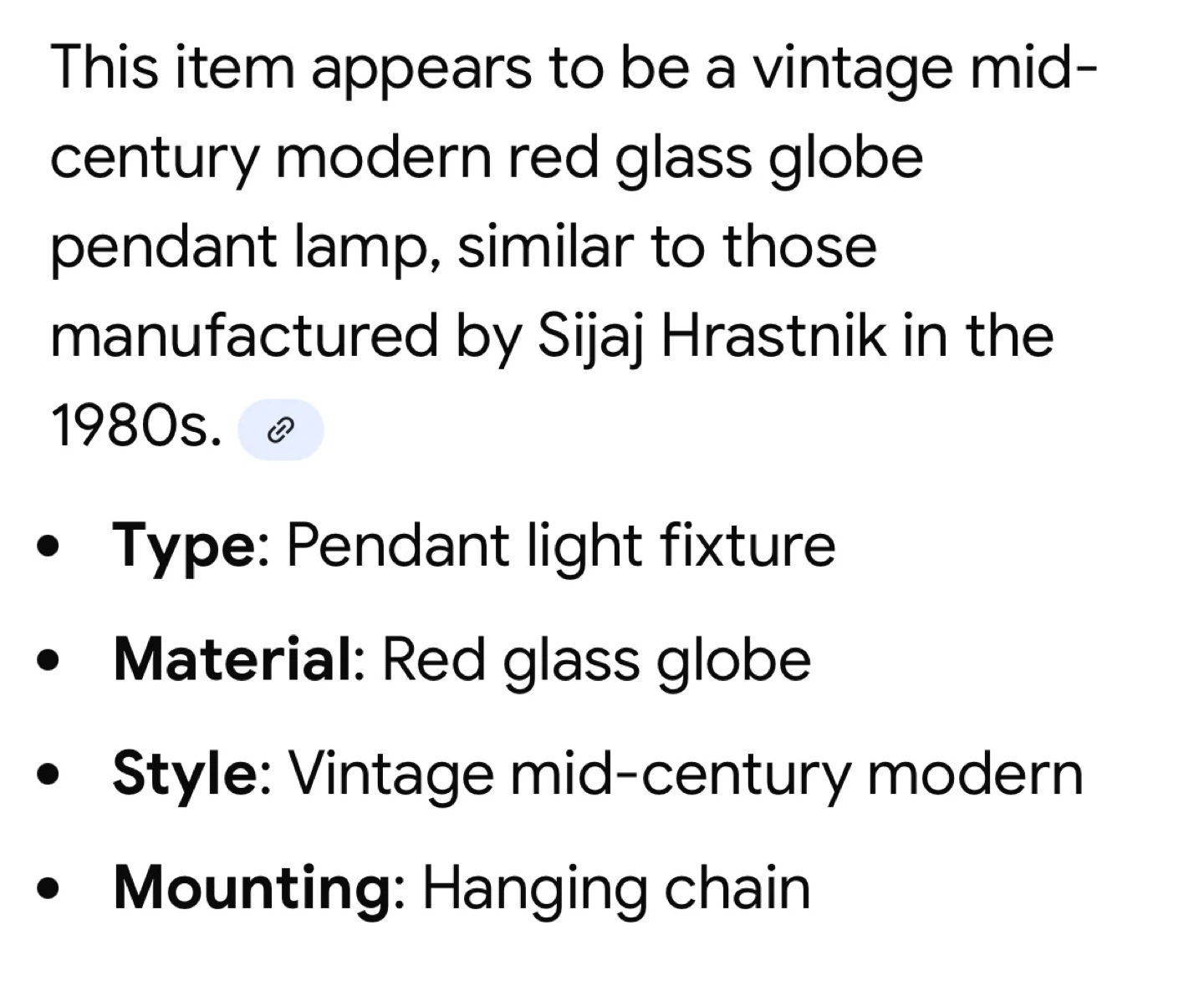 Vintage Red Glass Globe Pendant Light MCM Style - photo 2