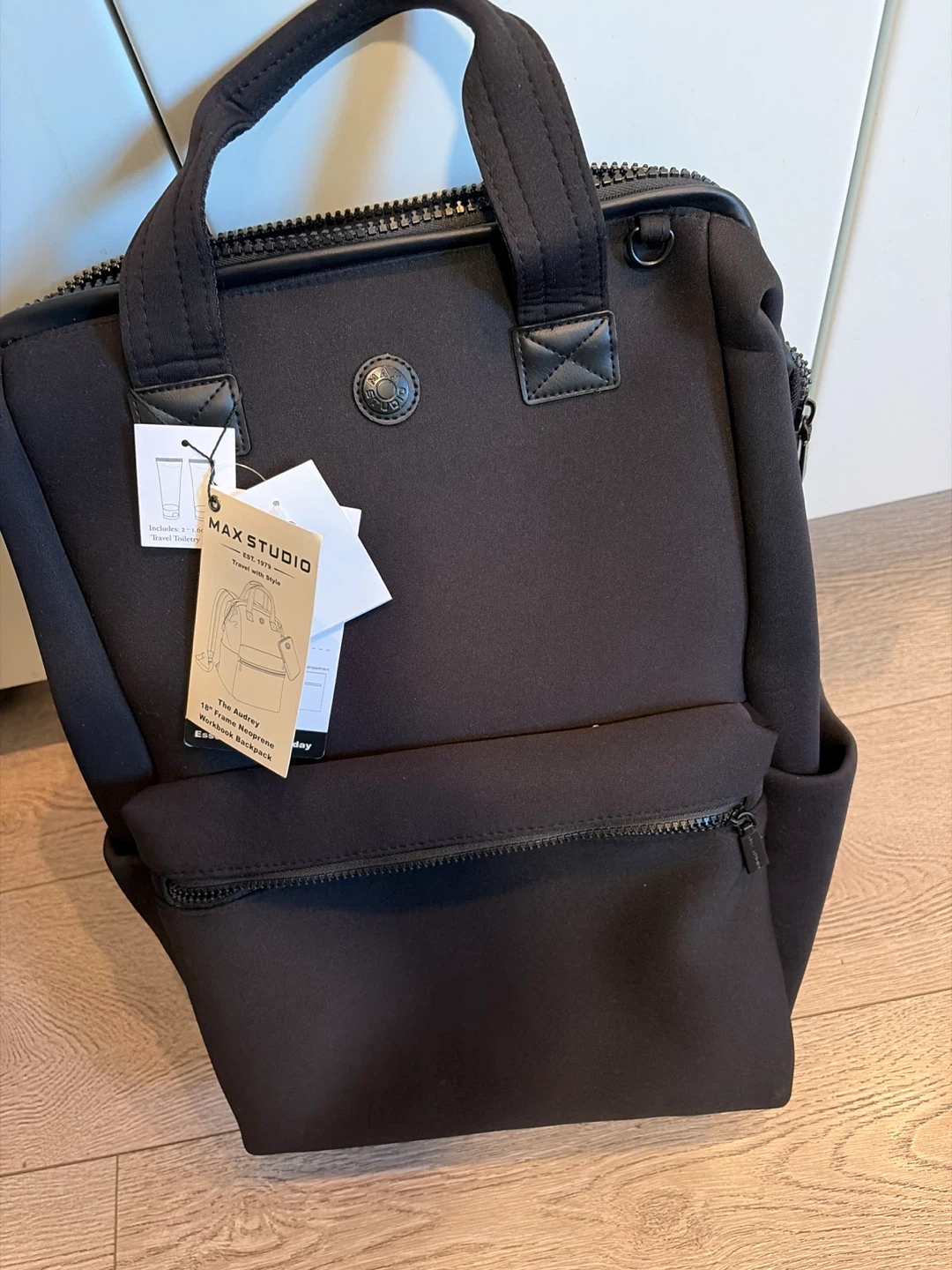 MAX STUDIO Black Neoprene Backpack