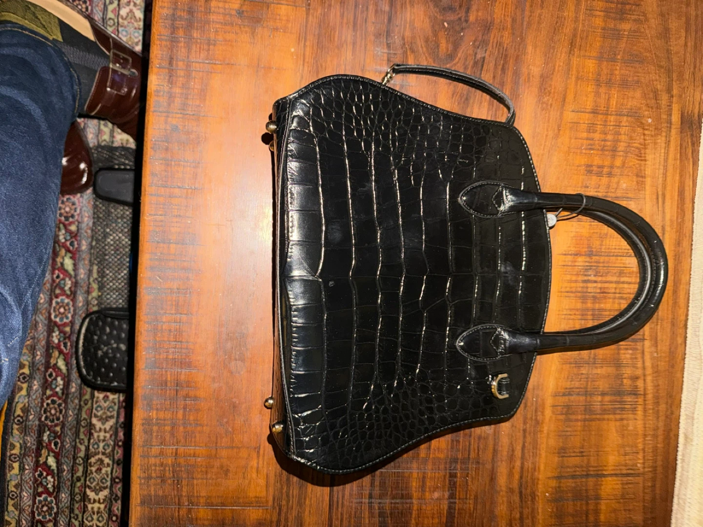 Brahmin Black Crocodile Embossed Leather Handbag - photo 2
