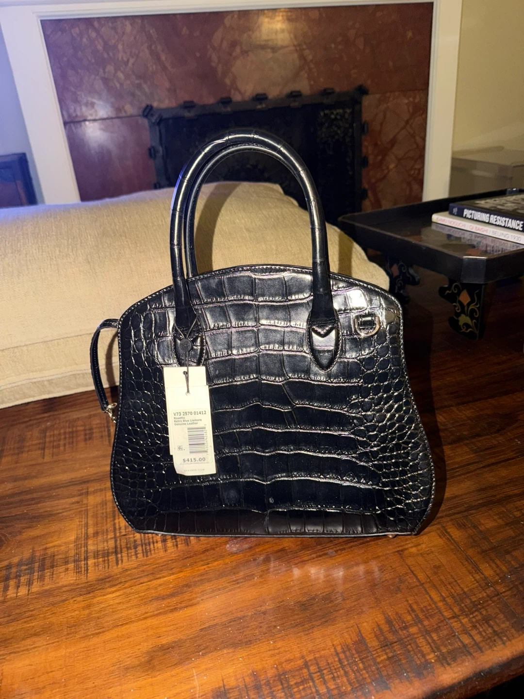 Brahmin Black Crocodile Embossed Leather Handbag - photo 5