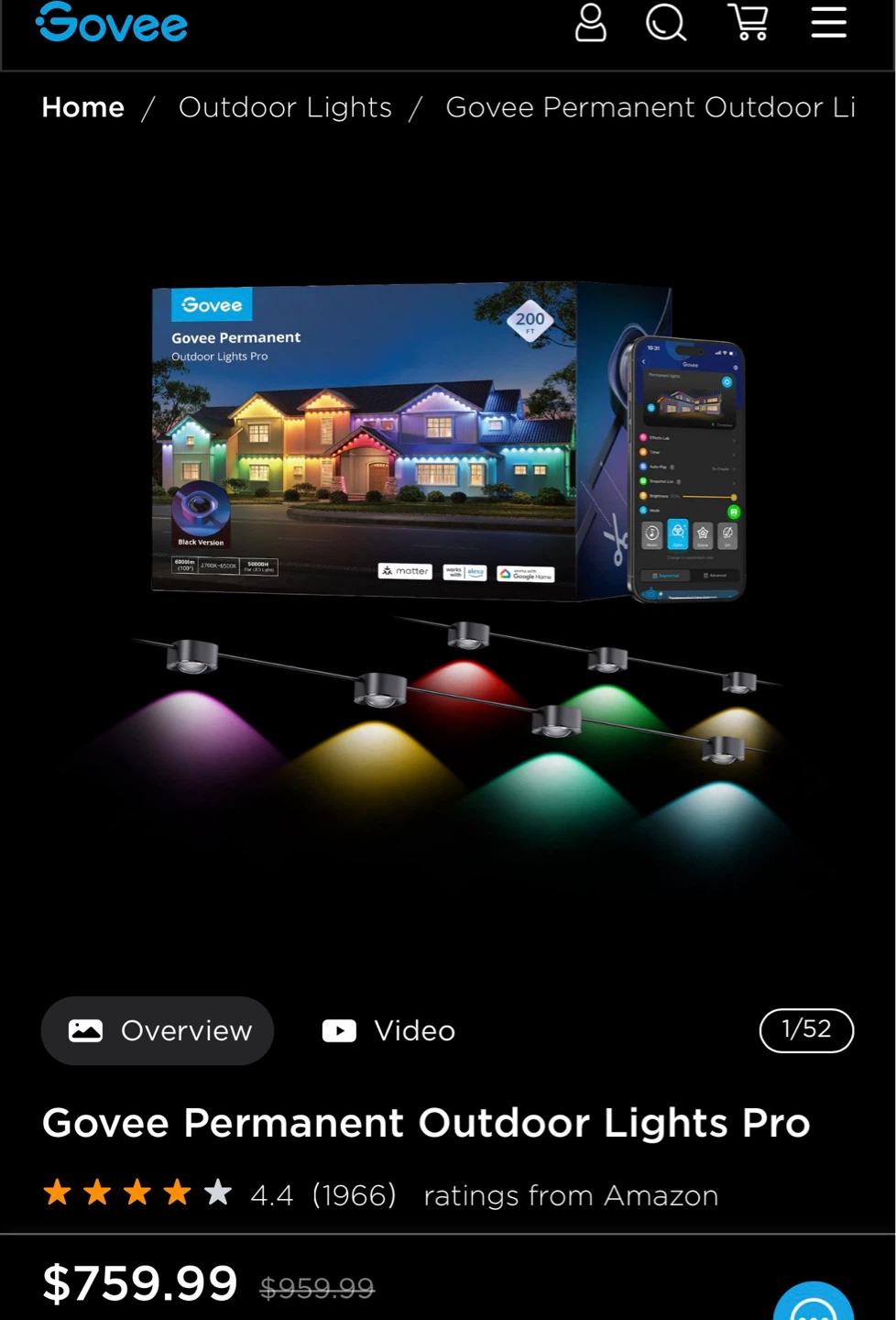 Govee Permanent Outdoor Lights Pro 200 FT