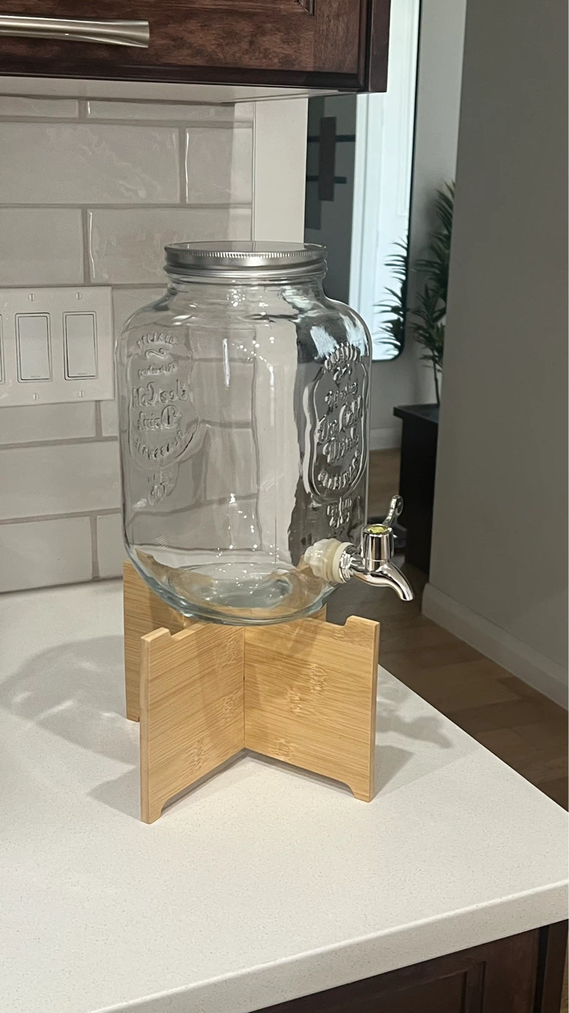 Glass Drink Dispenser with Bamboo Stand - photo 2