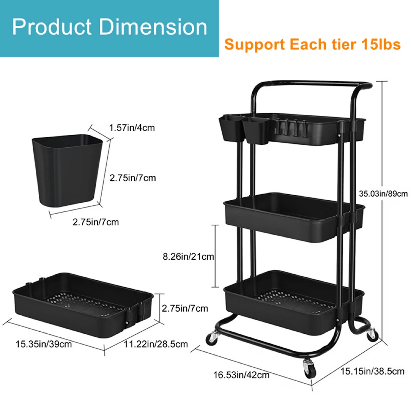 3-Tier Rolling Storage Cart - photo 5