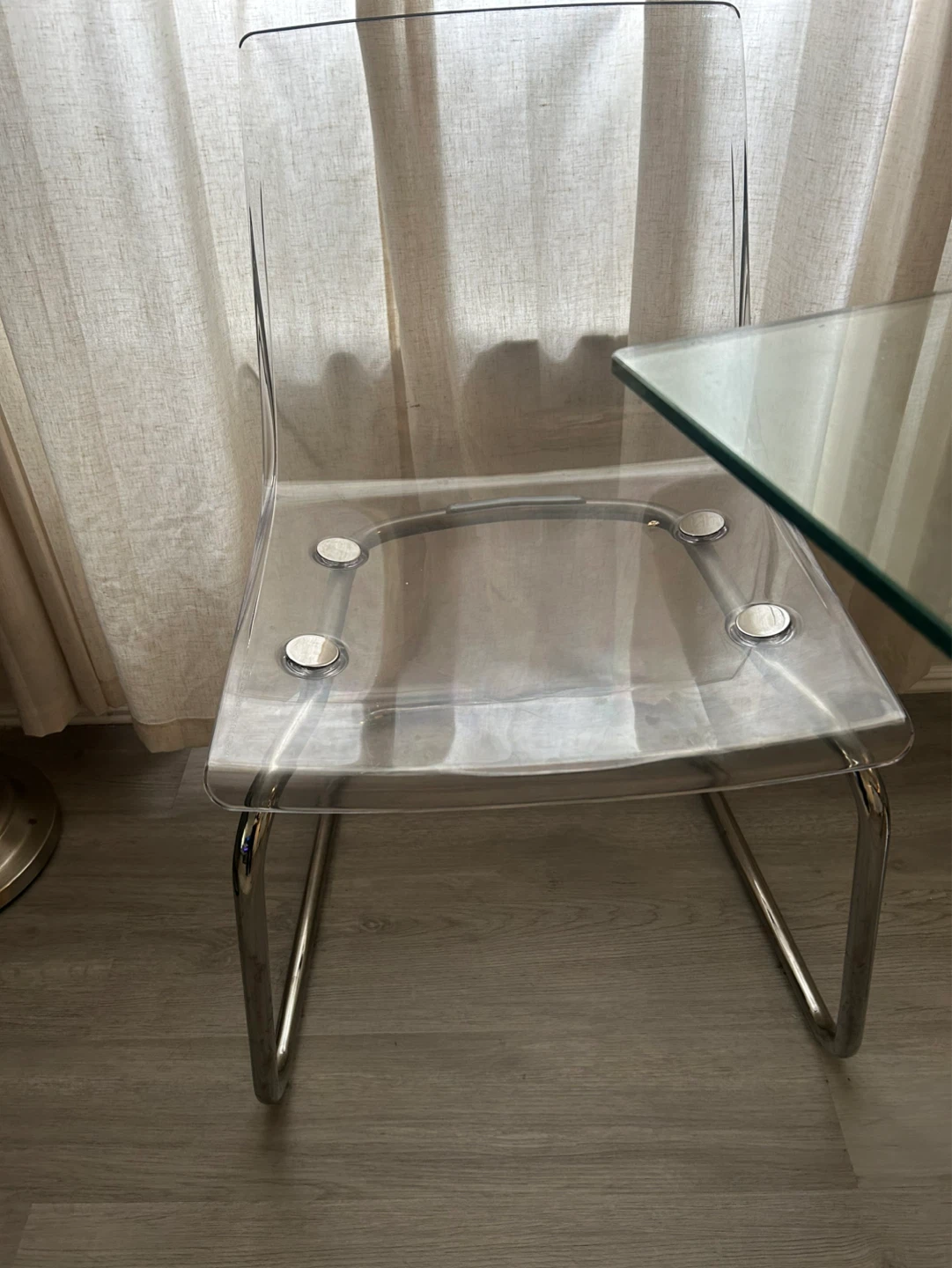 Glass table with 4 IKEA chairs