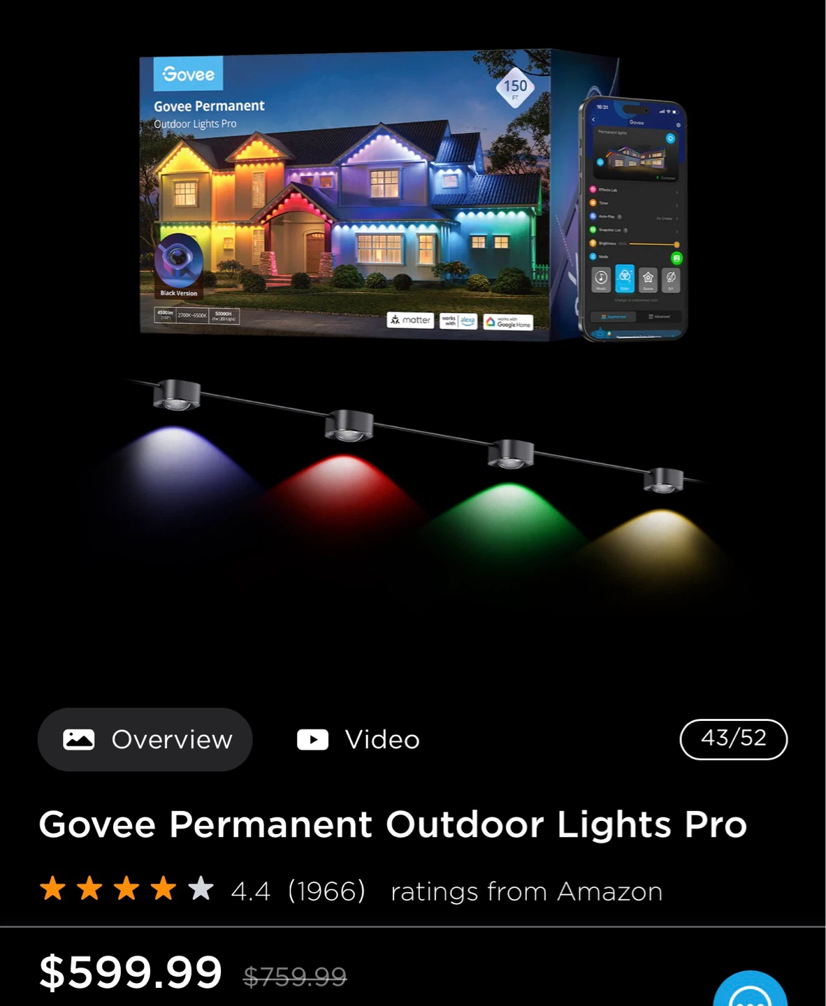 Govee Permanent Outdoor Lights Pro - 150 FT