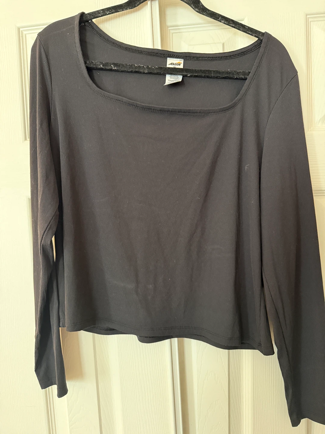 WOMENS Avia Black Ribbed Long Sleeve Top XL