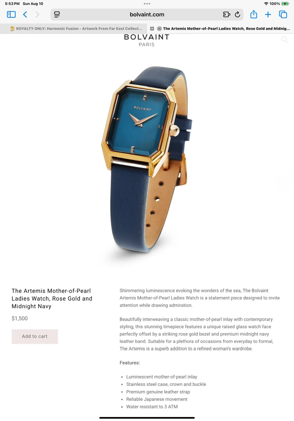 Bolvaint The Artemis Mother-of-Pearl Ladies Watch - photo 2