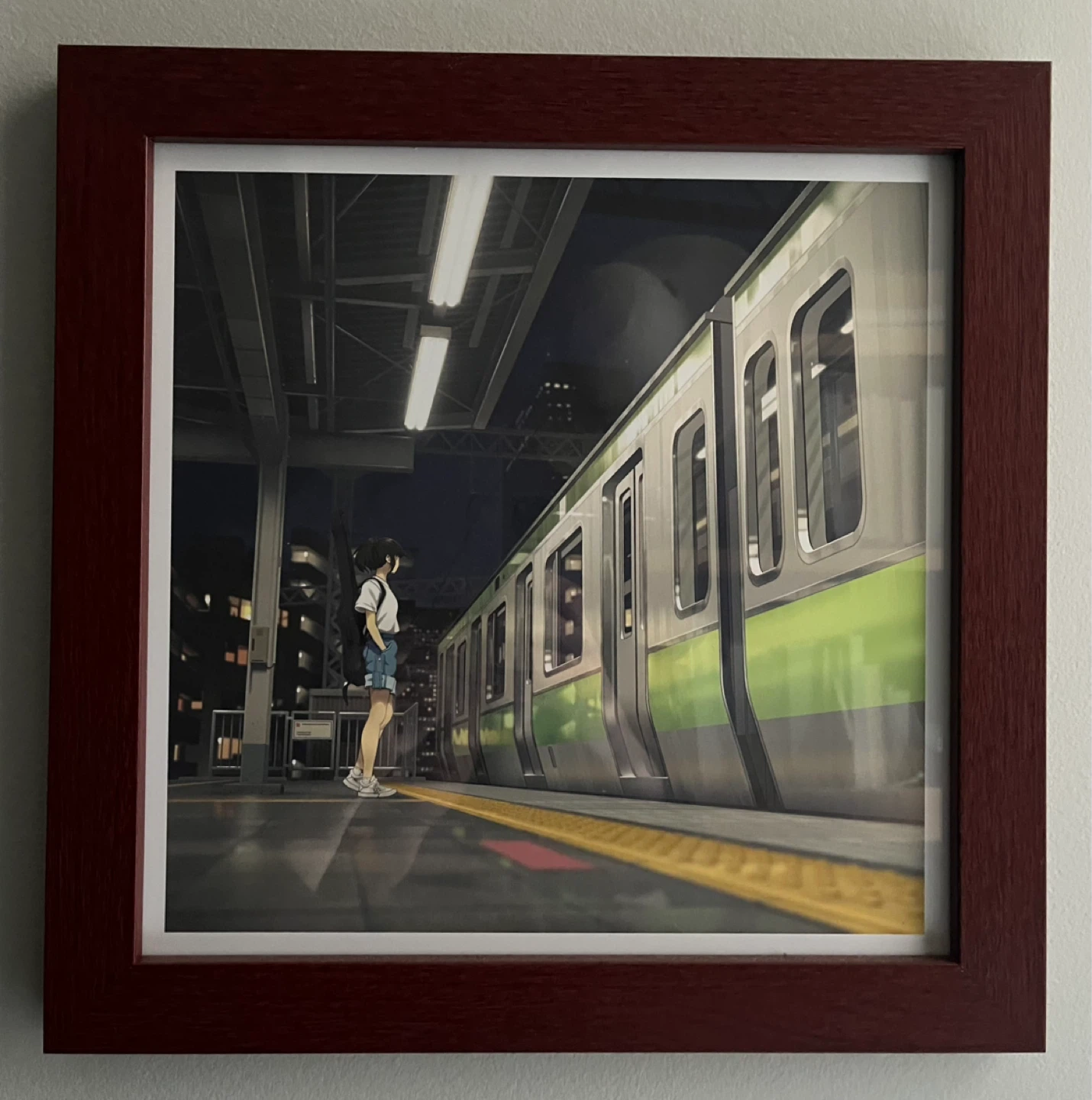 Framed Art Print - Girl at Train Station