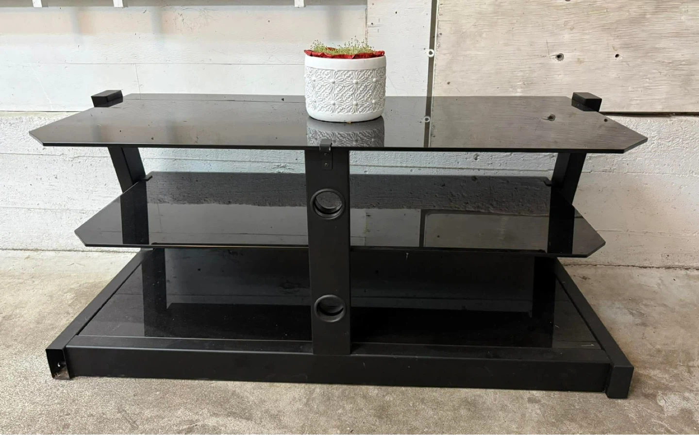 Black 3-Tier Glass Entertainment Stand