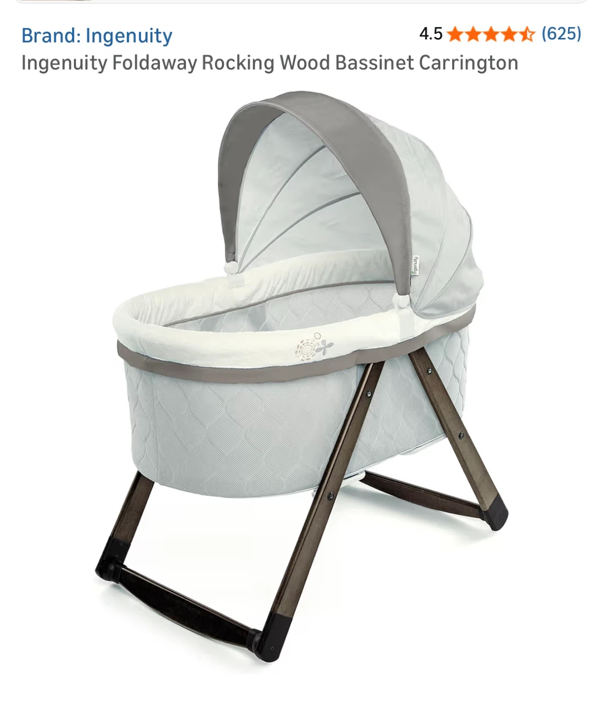 Ingenuity Foldaway Rocking Wood Bassinet - Carrington