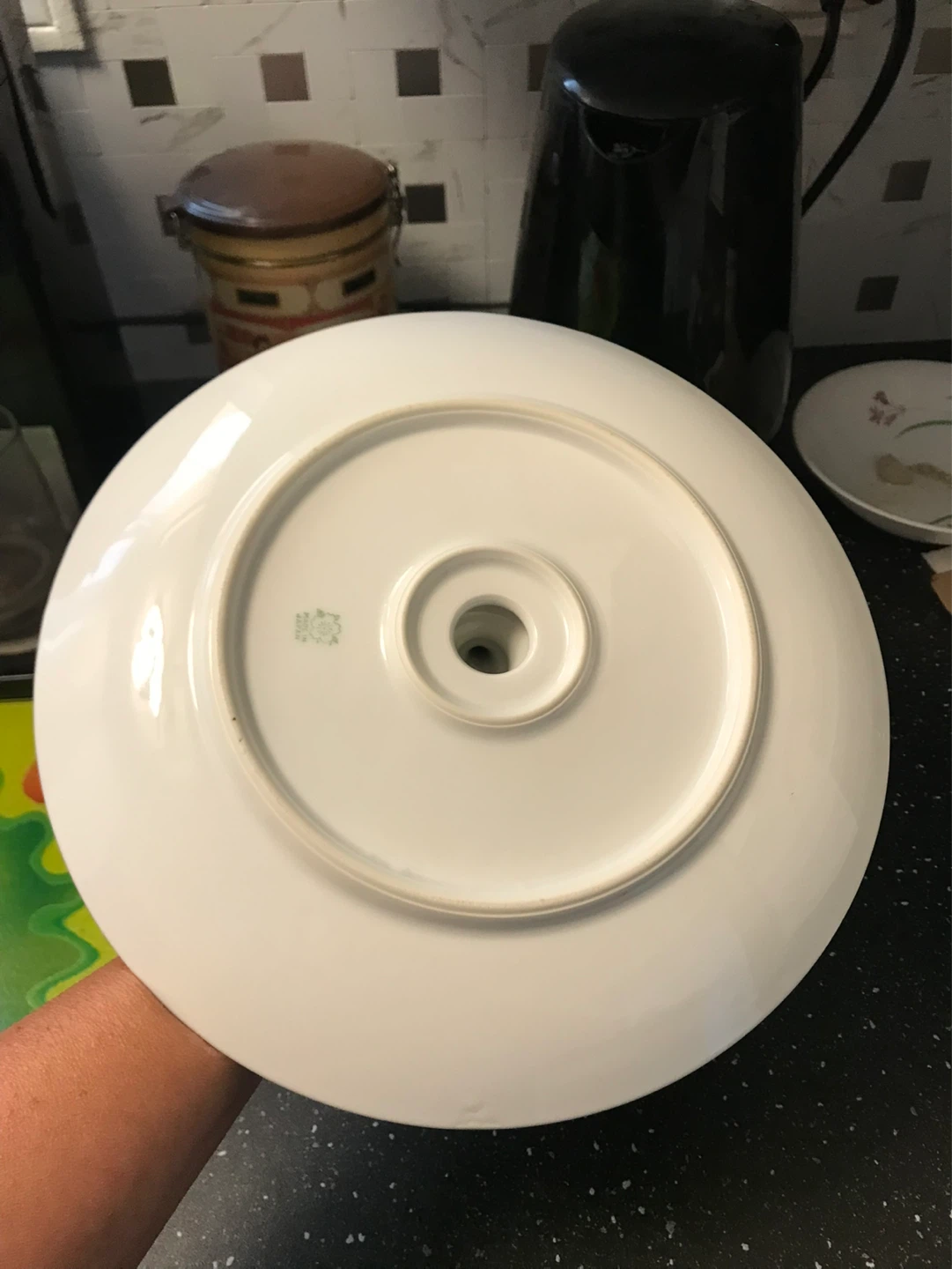 Vintage Hand Painted Centre Handle  Snack Plate 🌱 - photo 3