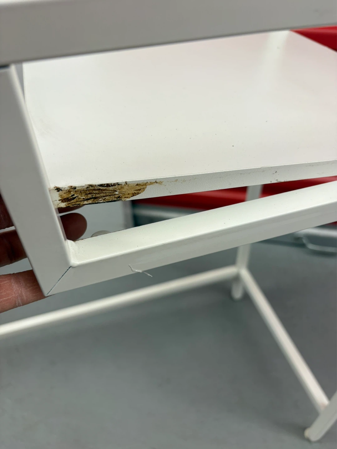 White Metal Frame Glass Top Desk with Shelf - photo 4