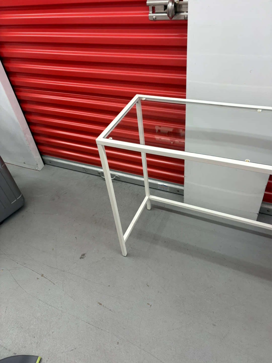 White Metal Frame Glass Top Desk with Shelf - photo 3