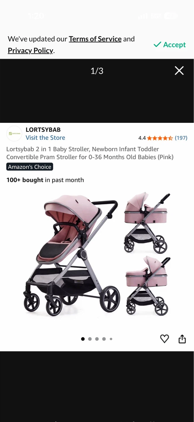 Lortsybab 2-in-1 Baby Stroller Pink 🌱