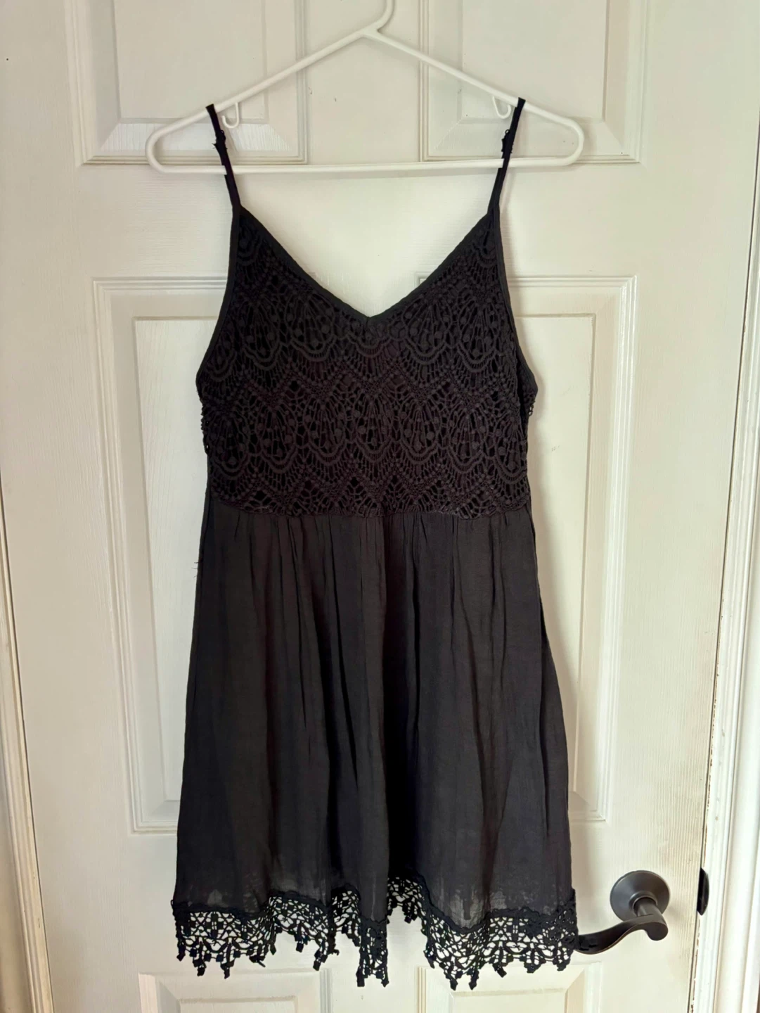 Black sundress with crochet detail