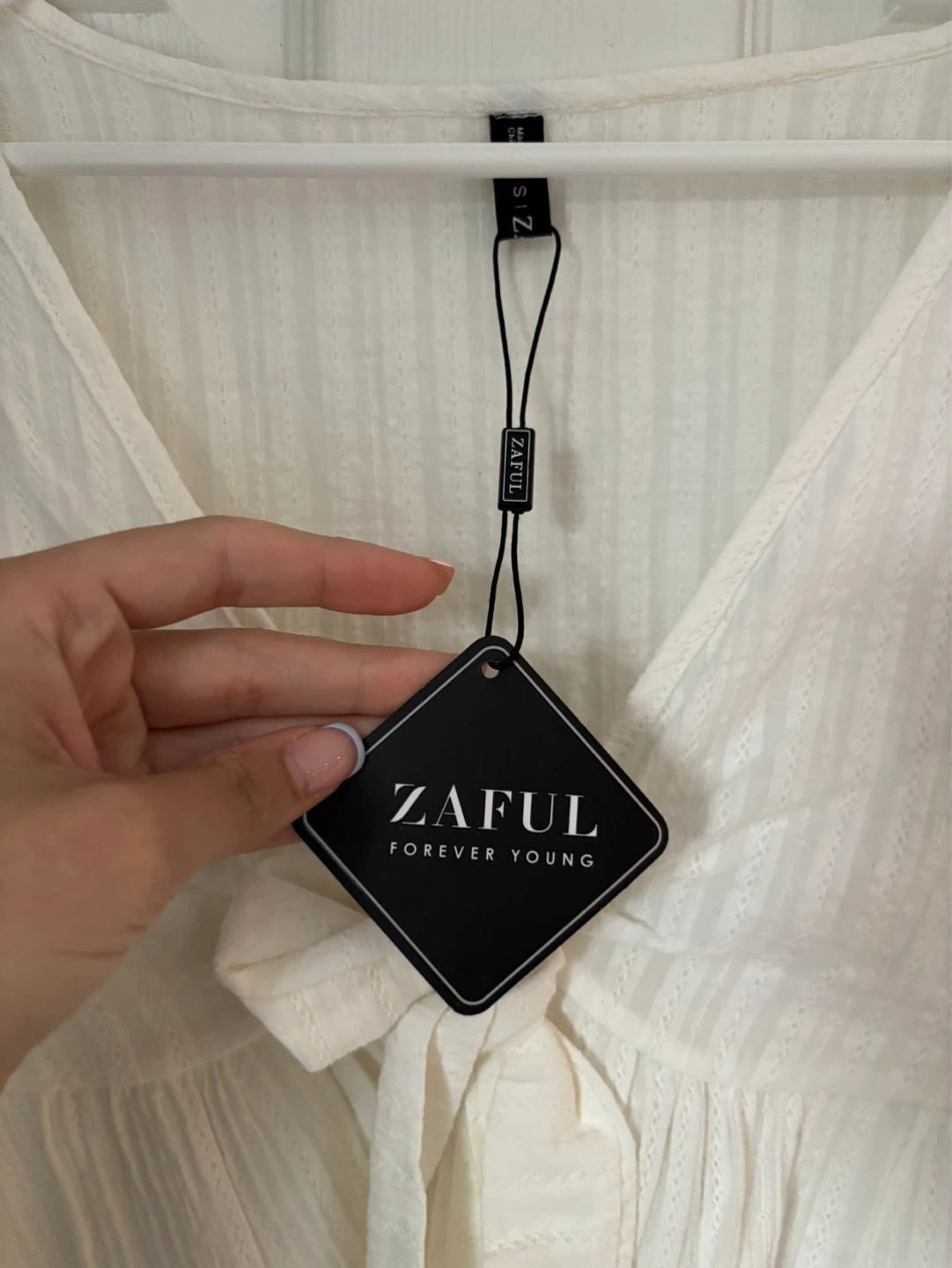 Zaful White Tie-Front Peplum Blouse - Size S - photo 4
