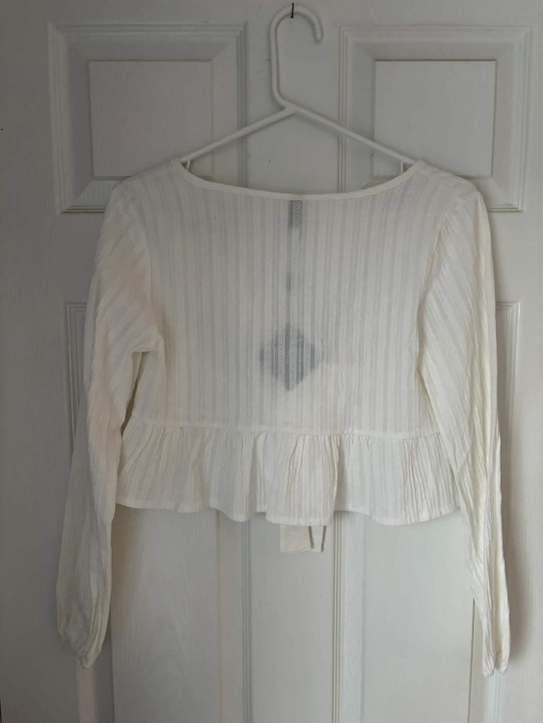 Zaful White Tie-Front Peplum Blouse - Size S - photo 5