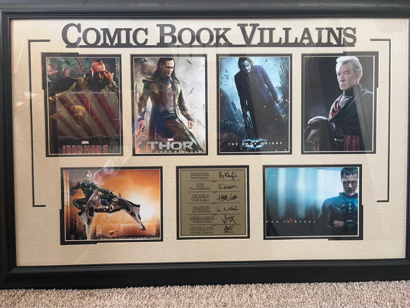 Framed Comic Book Villains Autographed Display