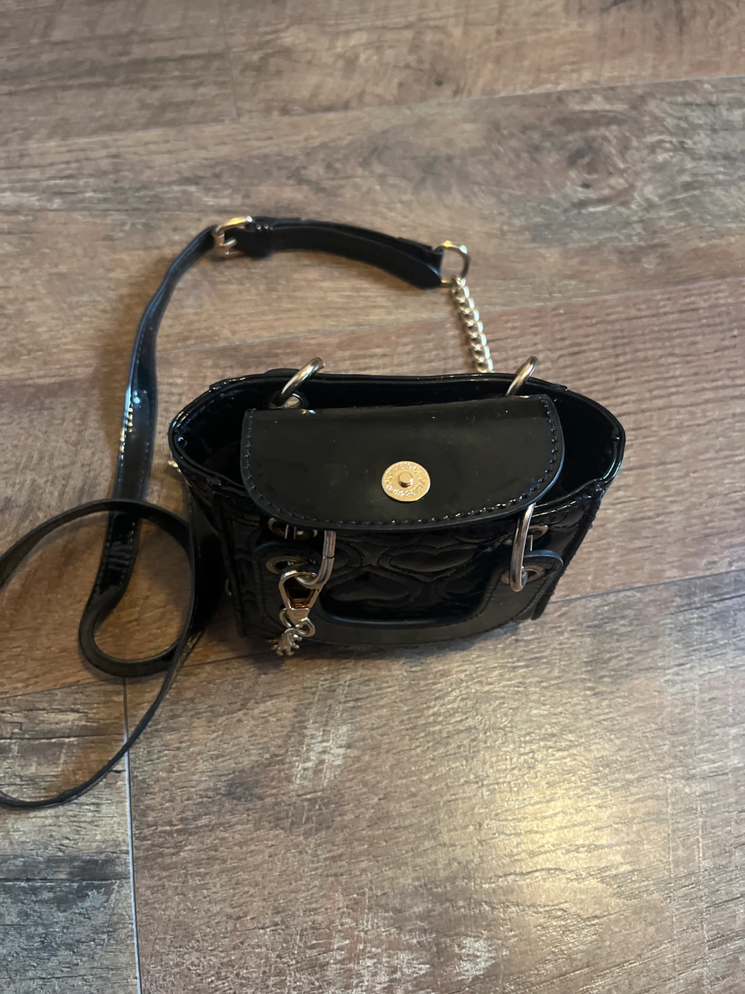 Black Patent Heart Mini Handbag🌱 - photo 3